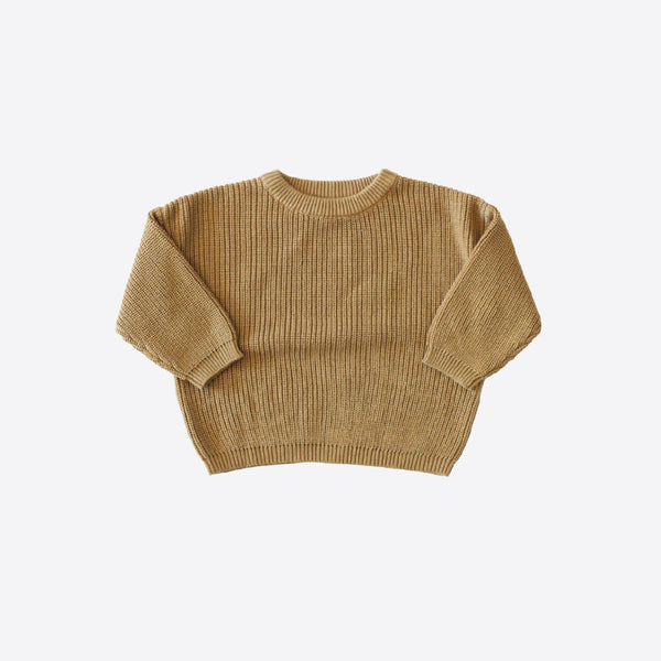 Kids Chunky Knit Organic Cotton Sweater - Mustard