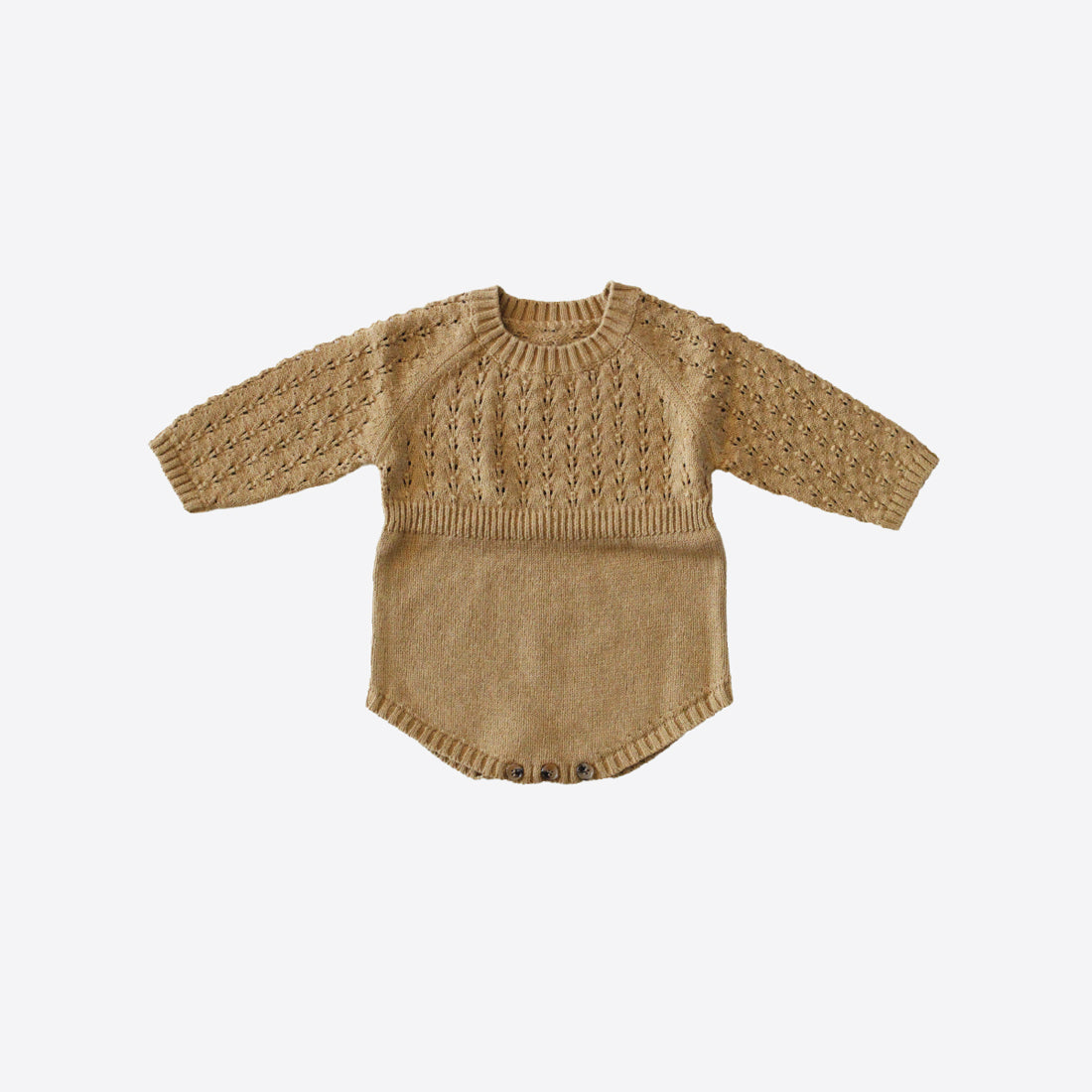 Organic Cotton Baby Knit Sweater Romper - Mustard