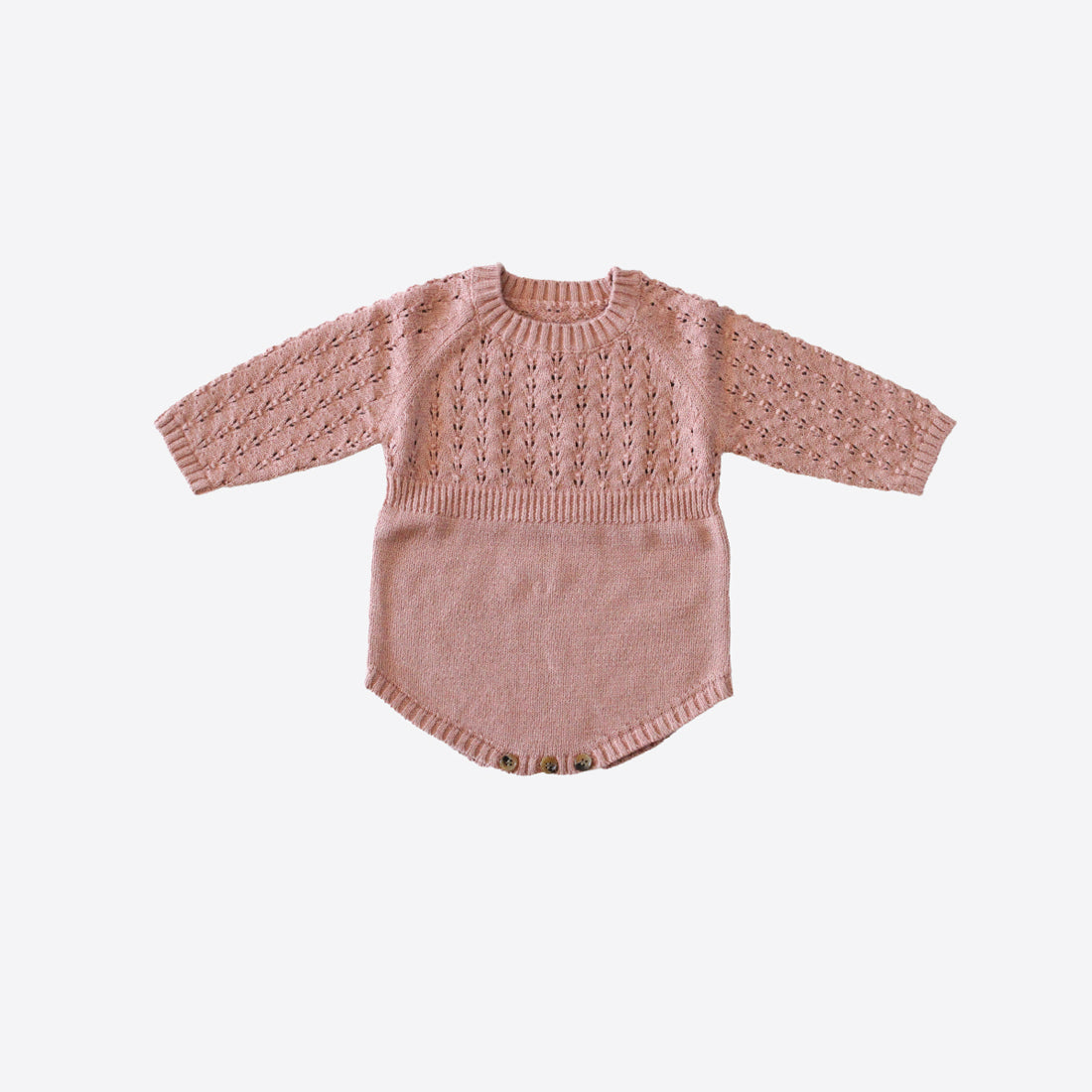 Organic Cotton Baby Knit Sweater Romper - Rose