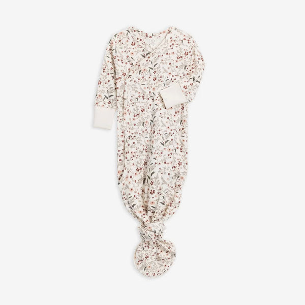 Indy Organic Newborn Kimono Gown - Hailey Floral Fawn