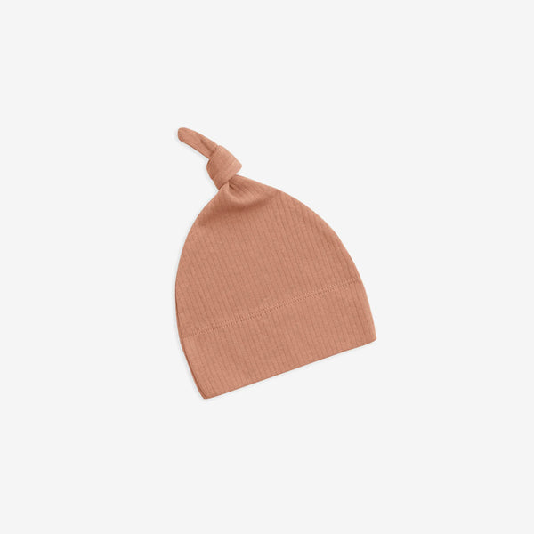 Organic Ribbed Knotted Infant Hat - Salmon