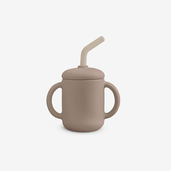 Leo 2-Handle Silicone Sippy Straw Cup - Latte
