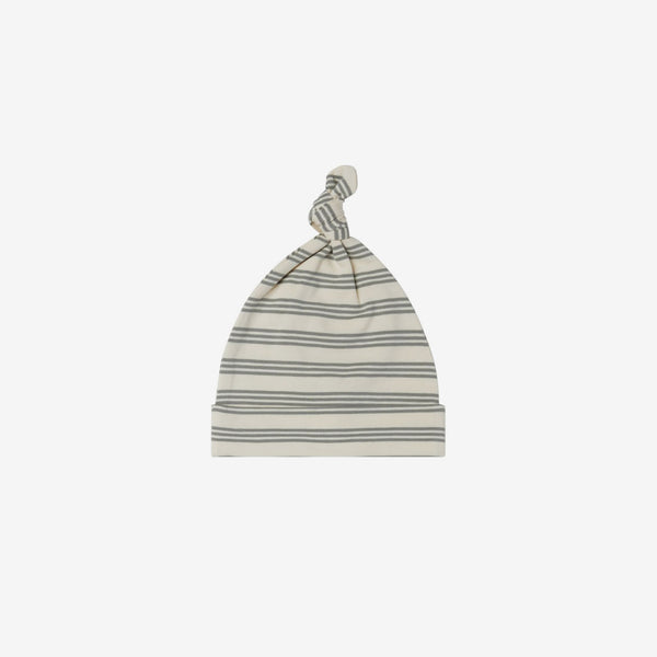Organic Brushed Jersey Knotted Baby Hat - Basil Stripe
