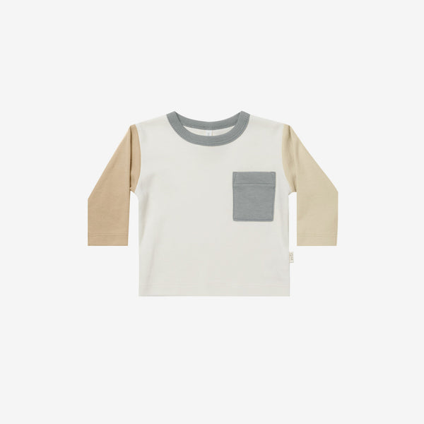 Organic Brushed Jersey L/S Pocket Tee - Colorblock