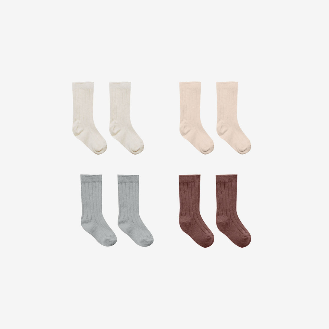 Organic Cotton Crew Socks 4-Pack - Ivory/Shell/DustyBlue/Plum
