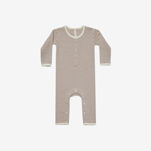 Organic Cotton Ribbed Baby Jumpsuit - Plum Stripe