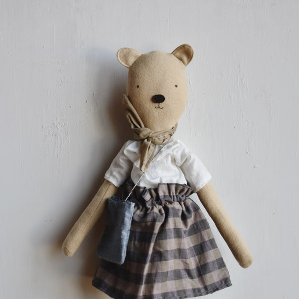 Agatha the Bear in Blueberry Pie Skirt - 14" Petite