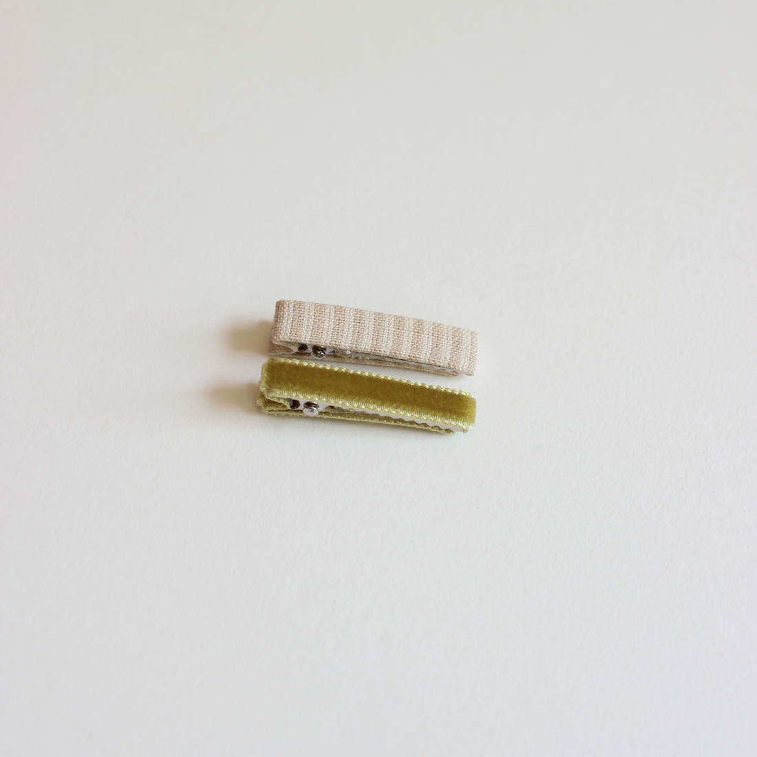 Petite Hair Clip Set - Lemongrass Velvet + Almond Stripe