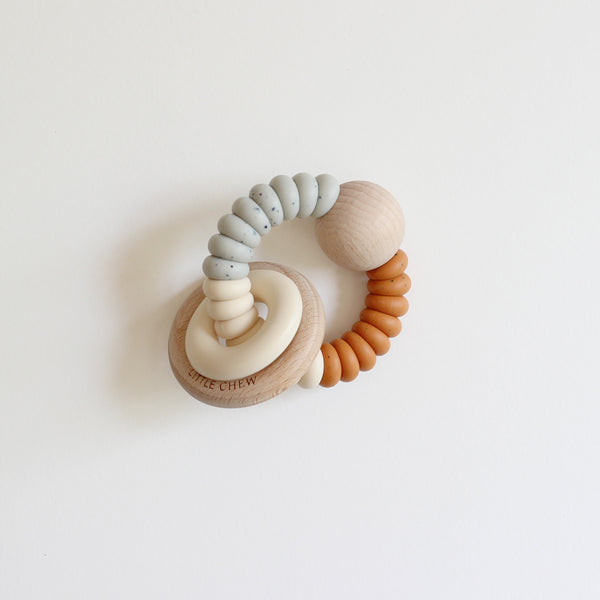 Dany Silicone Rattle Teether - Ochre