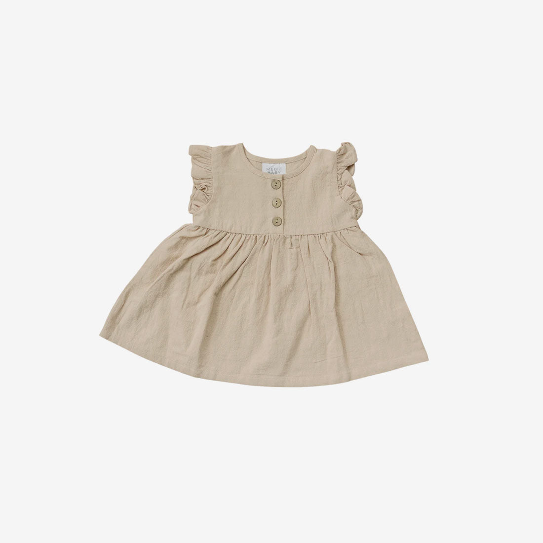 Cotton-Linen Blend Ruffle Dress - Cream