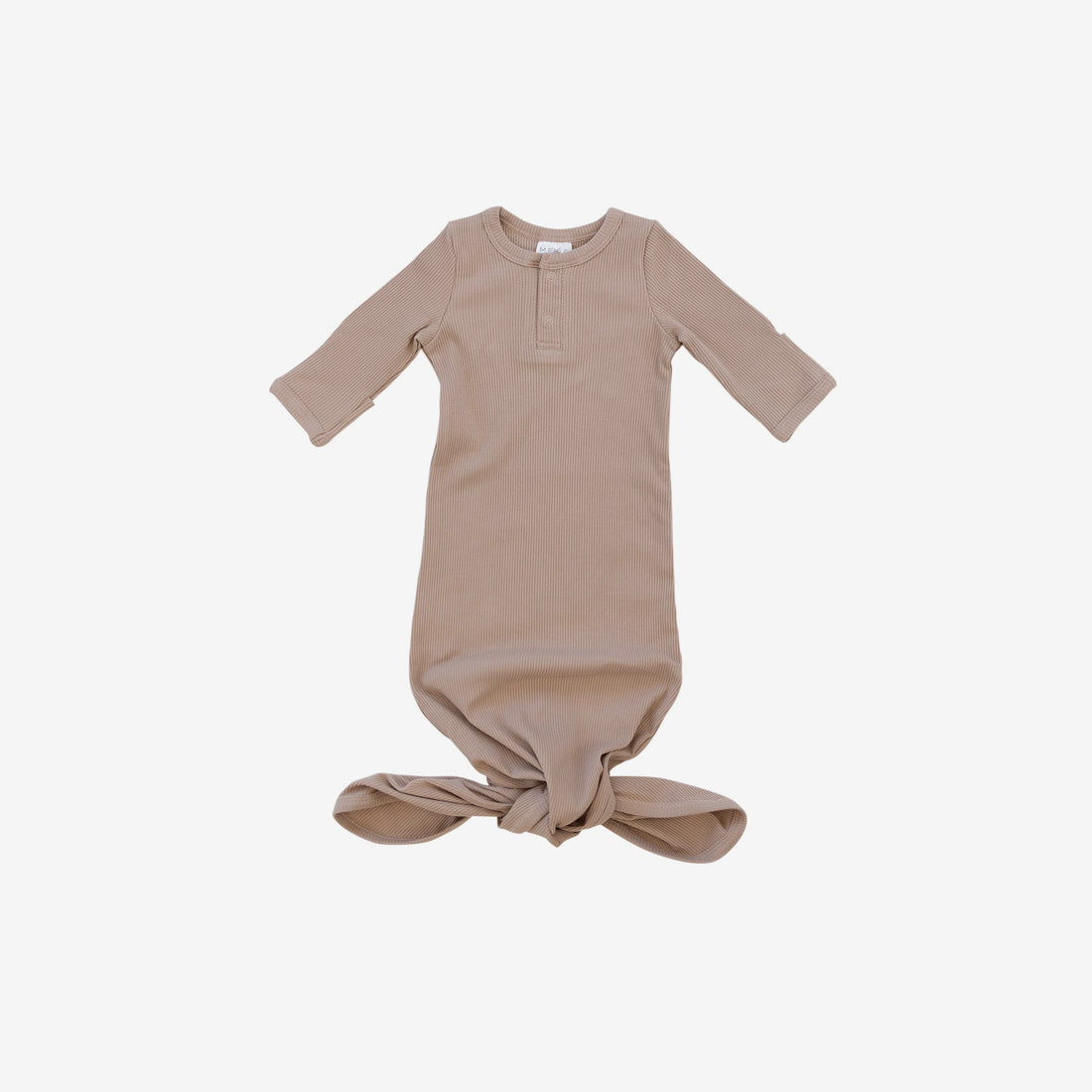 Organic Cotton Rib Knotted Baby Gown - Pale Pink