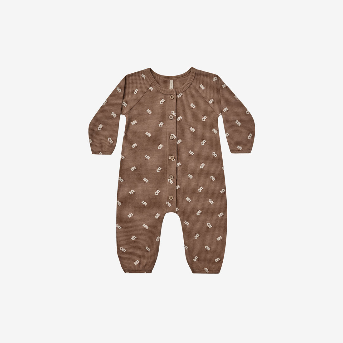 Organic Waffle Long Sleeve Jumpsuit - Cocoa Floral